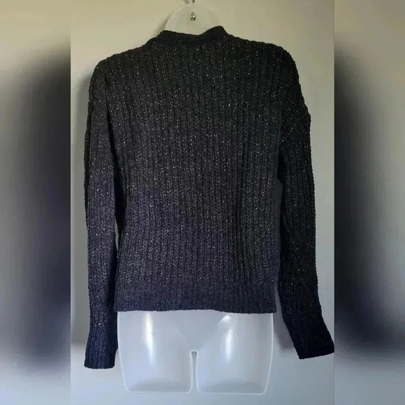 NWT Maurices Solid Metallic button-down cardigan, Black, Womens oversided XS - Picture 9 of 11